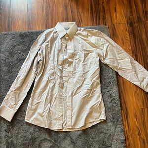 White Long-Sleeve Dress Shirt with Standard Collar